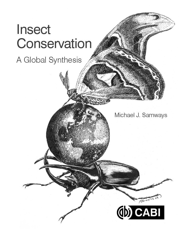 Figure 4. The cover of Michael J. Samway’s textbook, “Insect Conservation: A Global Synthesis’. Illustration by Dr. Tierney Brosius.